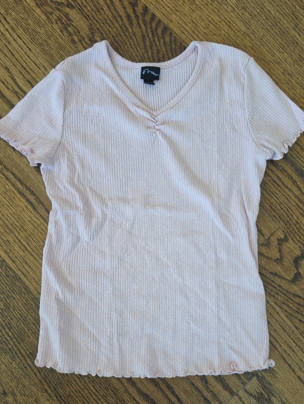 a new day Light Pink Ribbed V-Neck Short Sleeve Tee
